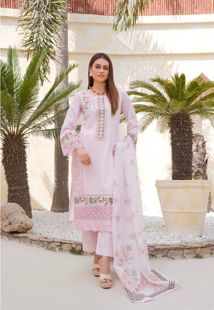 67A - Attire designer Embroidered Cotton 3 piece suit