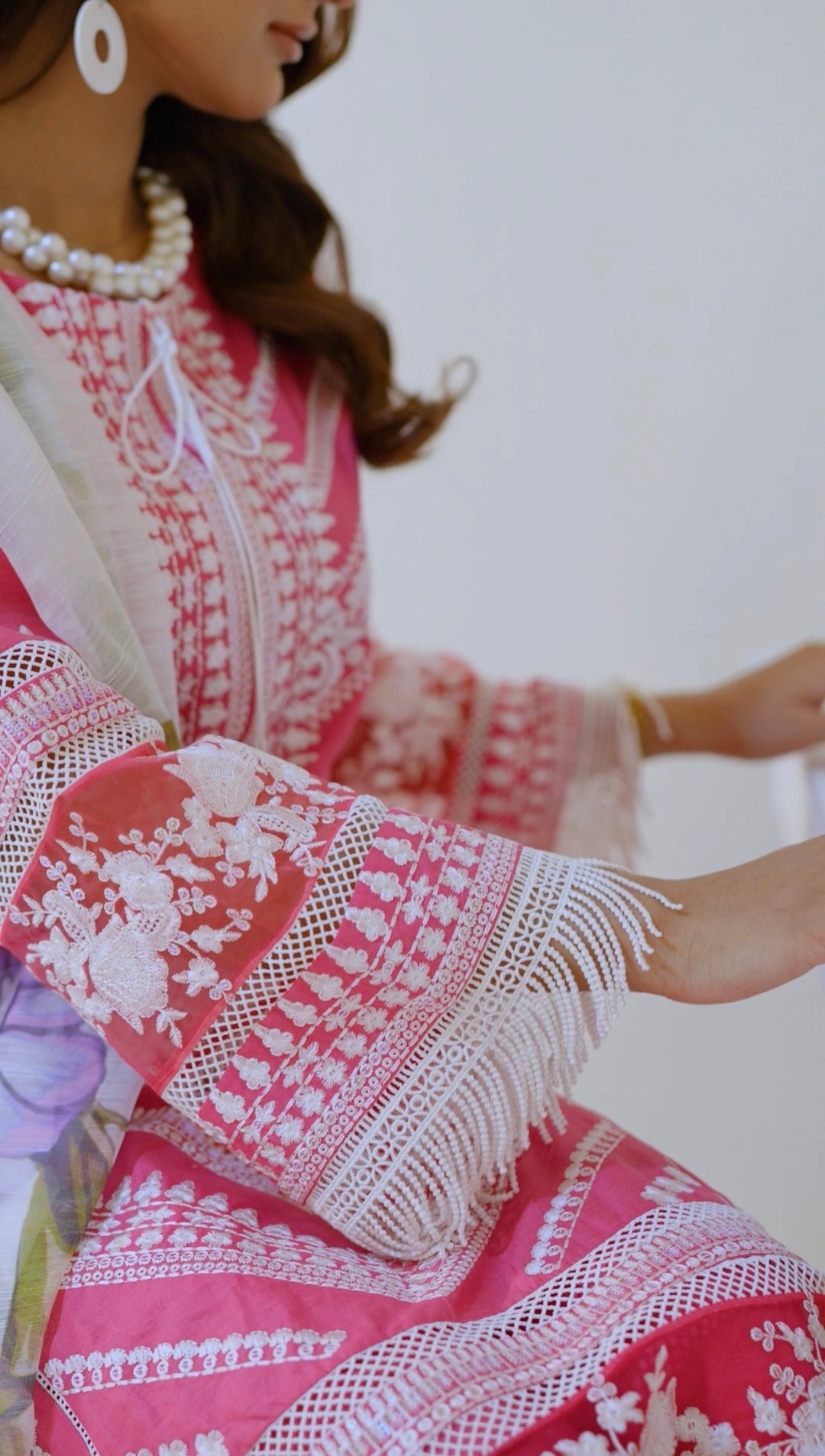 1129B - Pink Embroidered Cotton Suit