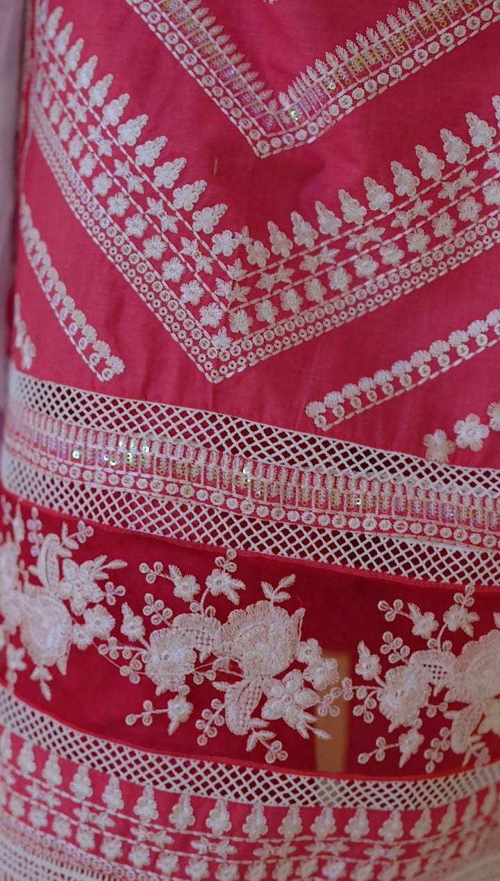 1129B - Pink Embroidered Cotton Suit