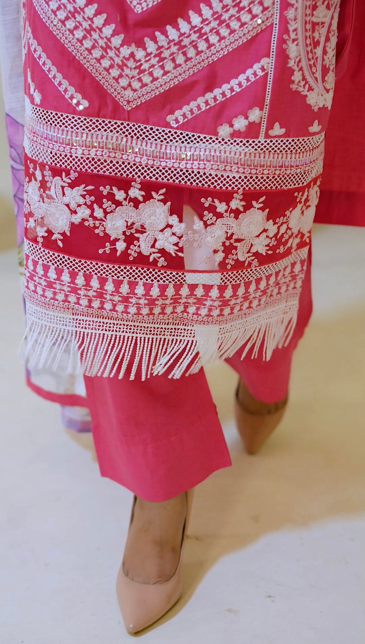 1129B - Pink Embroidered Cotton Suit