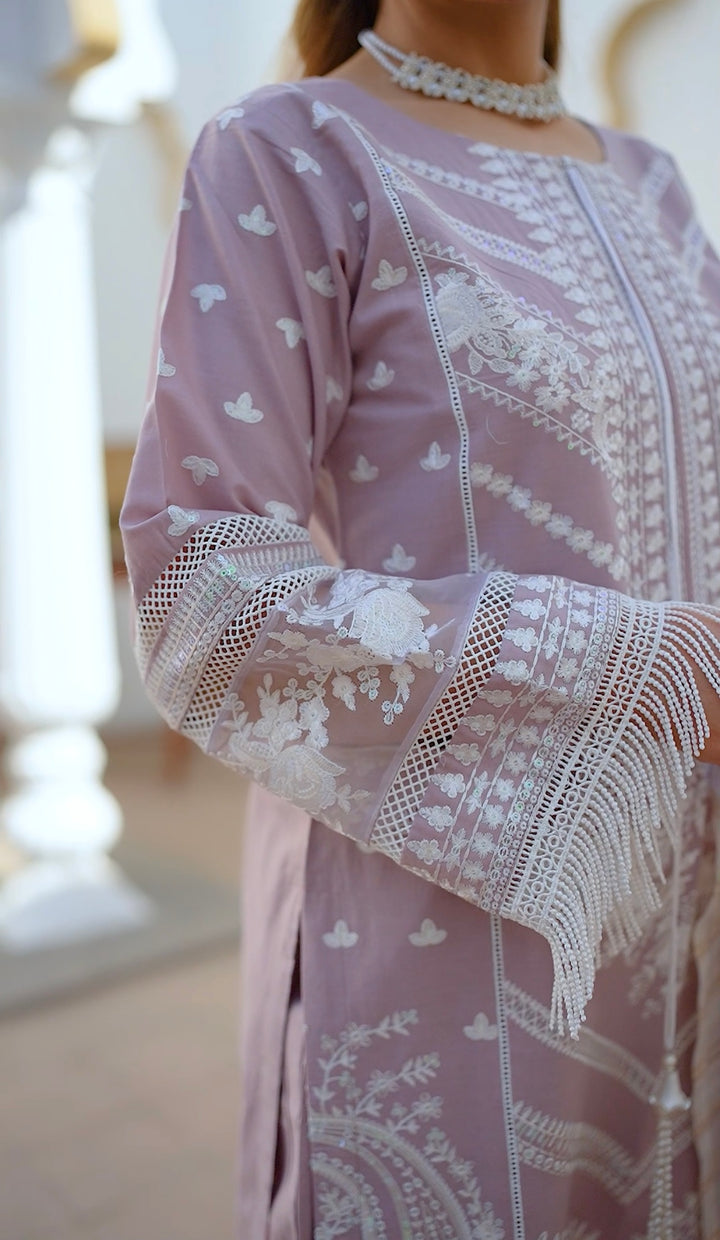 1129E - Mauve Embroidered Cotton Suit