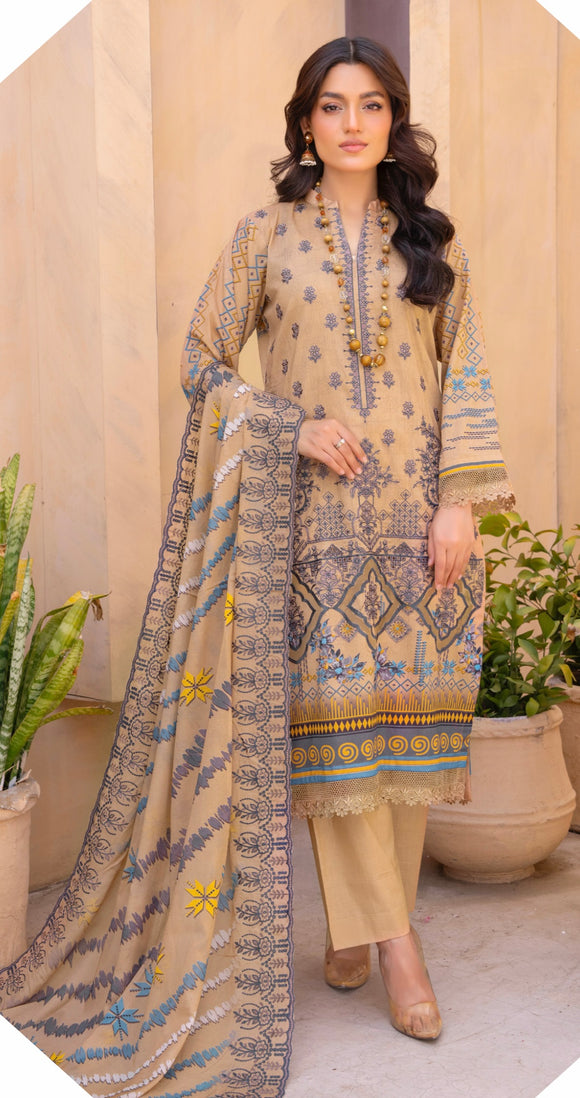 KANGHAN EMBROIDERED LAWN 3 PIECE SUIT DE03