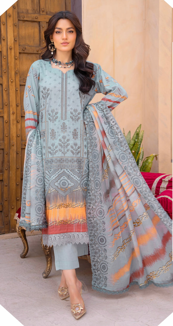 KANGHAN EMBROIDERED LAWN 3 PIECE SUIT DE07