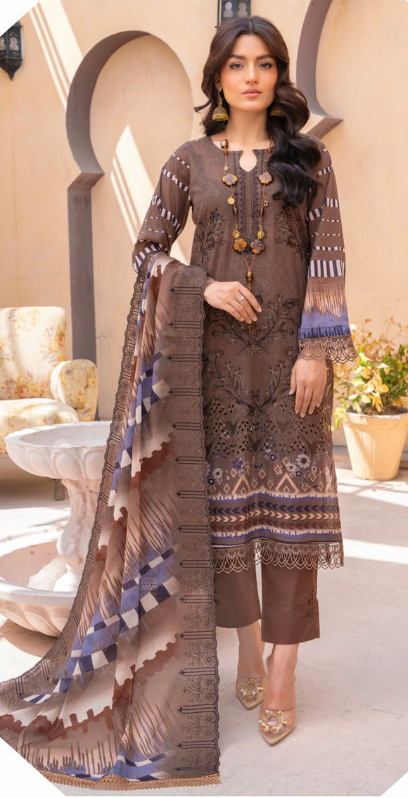 KANGHAN EMBROIDERED LAWN 3 PIECE SUIT DE10