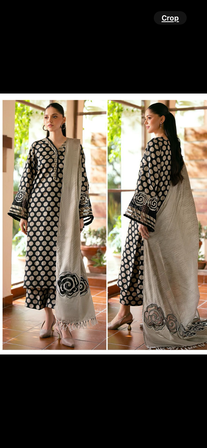 BR43 - Baroque Inspired Lawn Print 3 Piece Suit