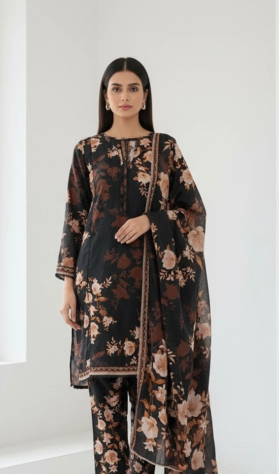 BL10- LINEN PRINT 3 PIECE SUIT