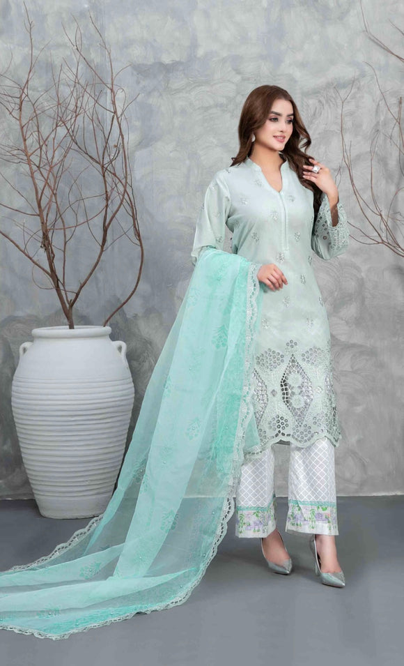 SAMAR EMBROIDERED SCHIFFLI LAWN 3 PIECE SUIT D2929