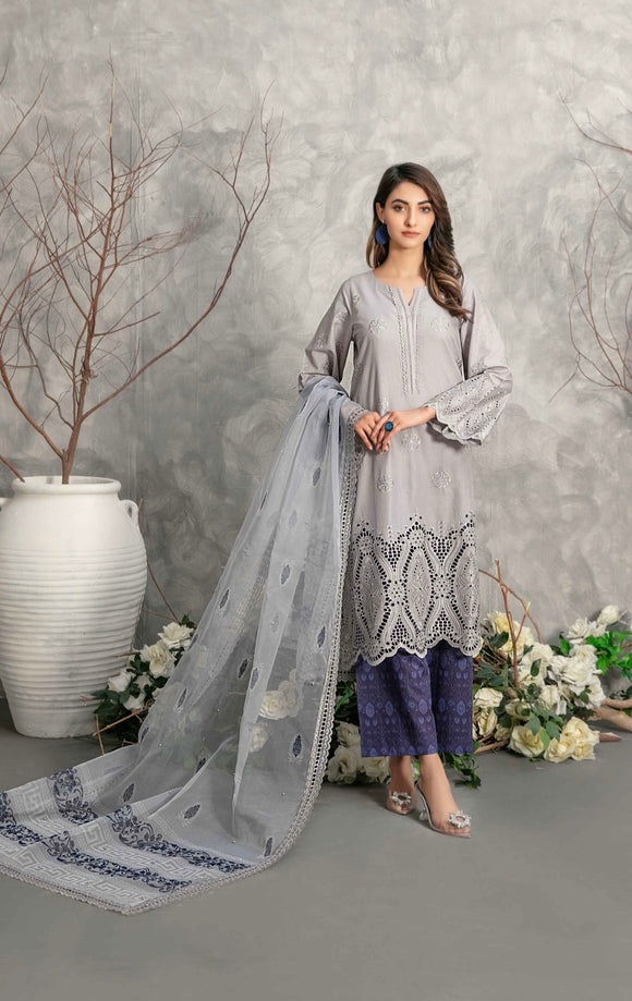 SAMAR EMBROIDERED SCHIFFLI LAWN 3 PIECE SUIT D2931