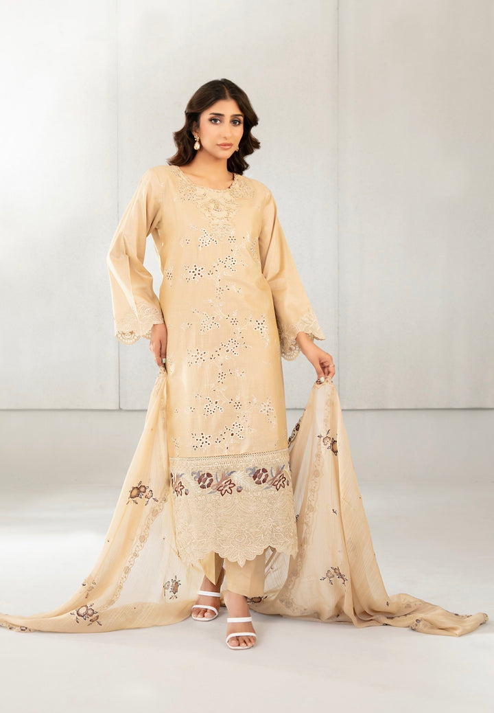 D-2825 - AZKA Embroidered Lawn 3 Piece suit