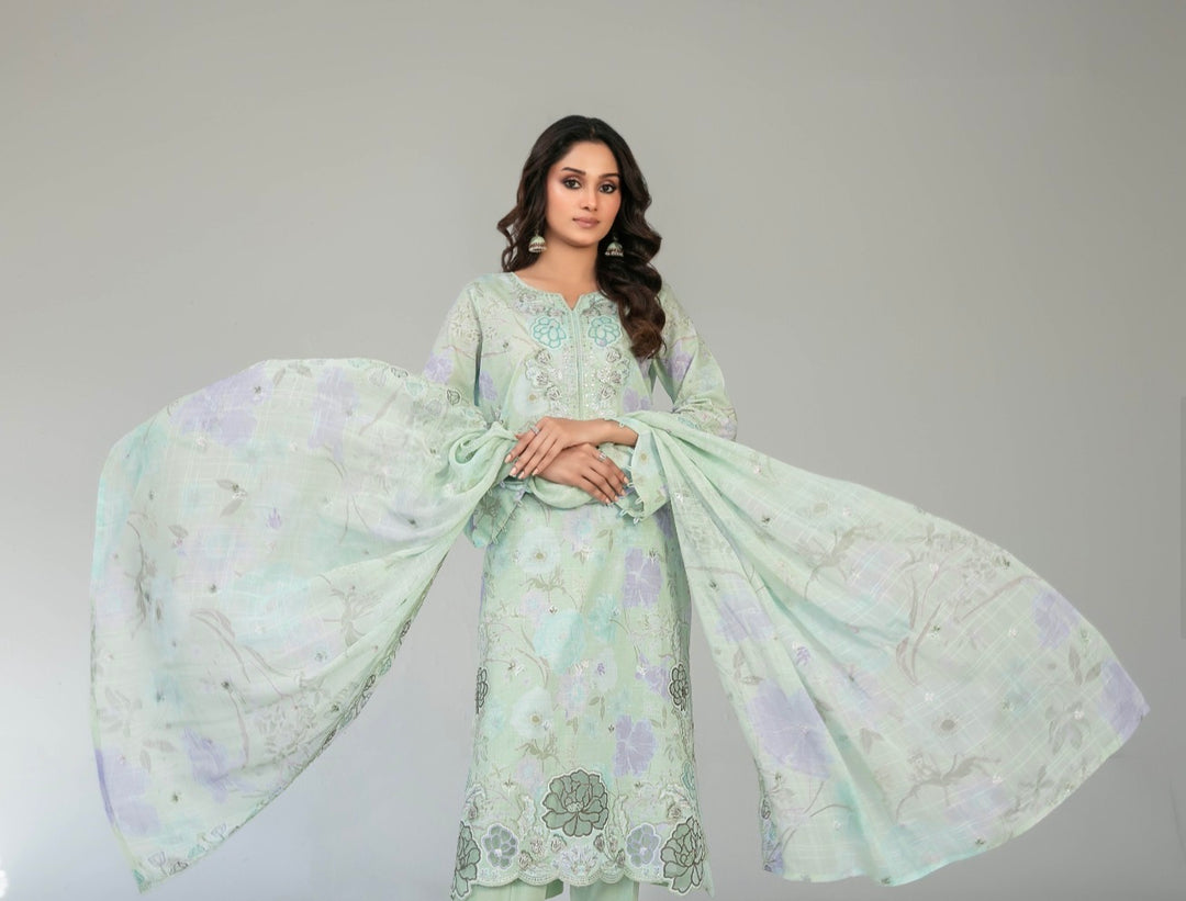 D-2911 - CASCA Embroidered Lawn 3 Piece suit