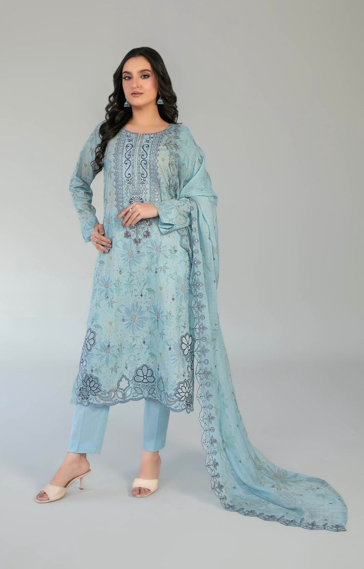 D-2916 - CASCA Embroidered Lawn 3 Piece suit