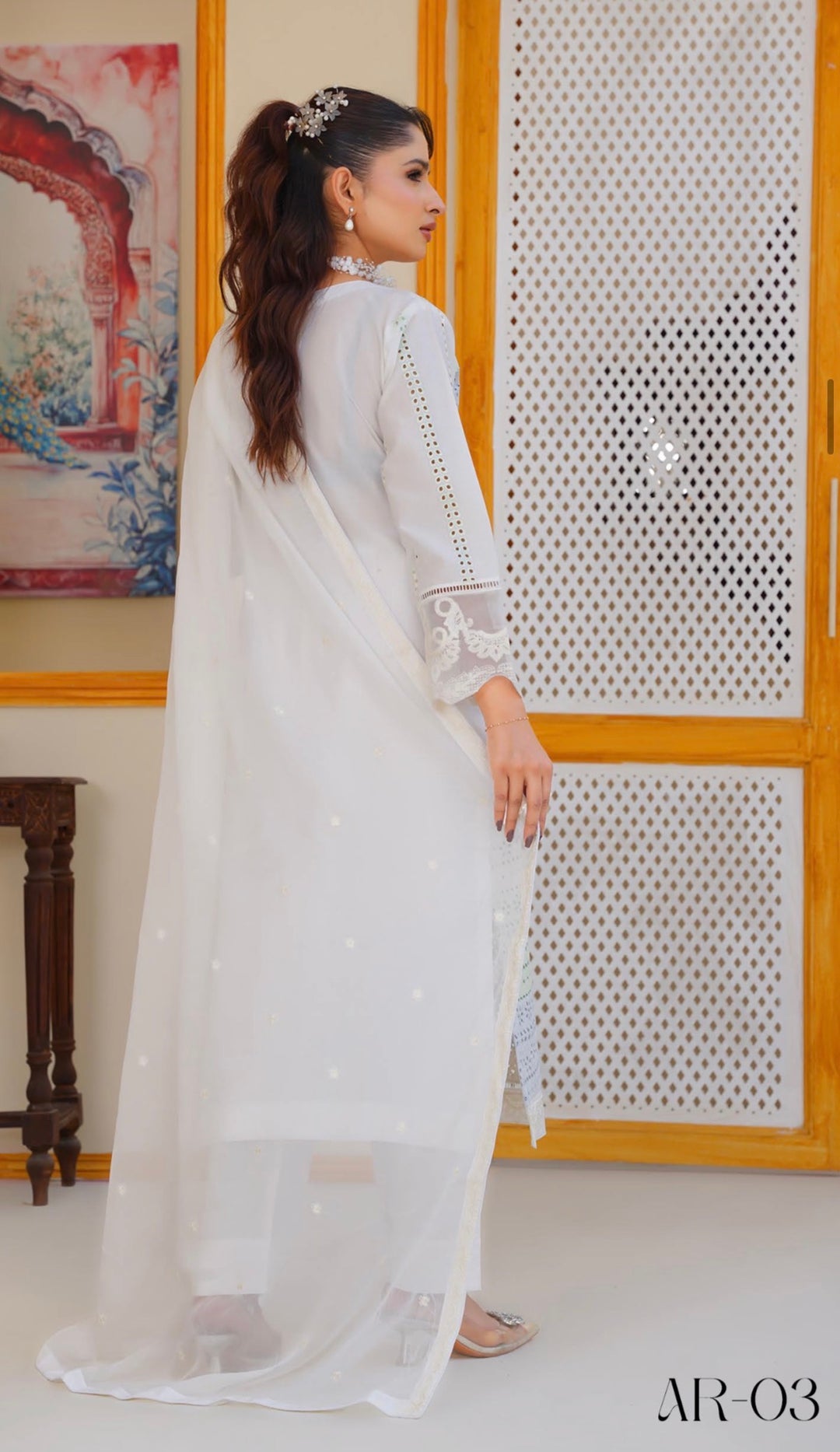 AR03 - Attire Light Green Embroidered Chikankari Cotton 3 Piece suit