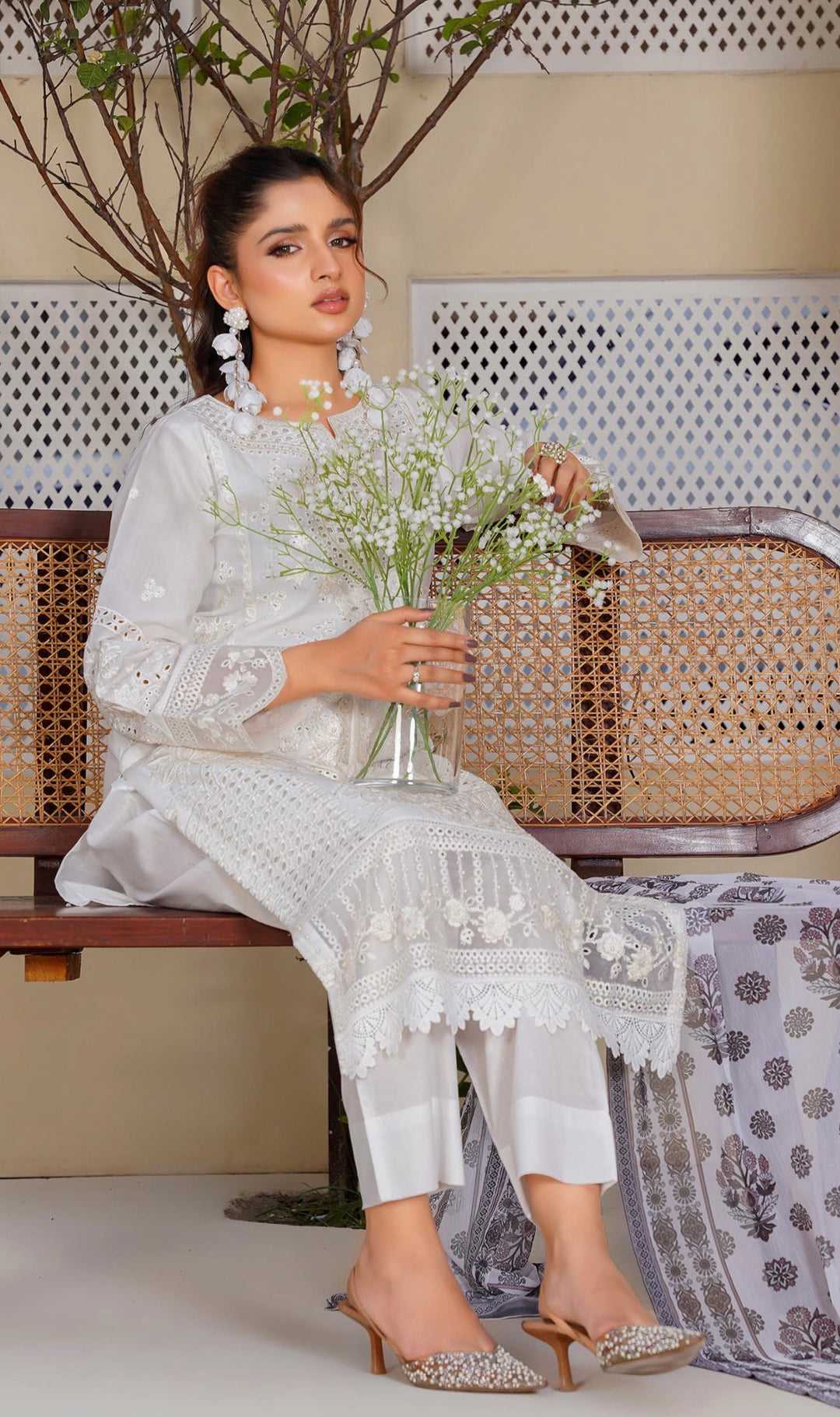 AR07 - Attire Embroidered Chikankari Cotton 3 Piece suit
