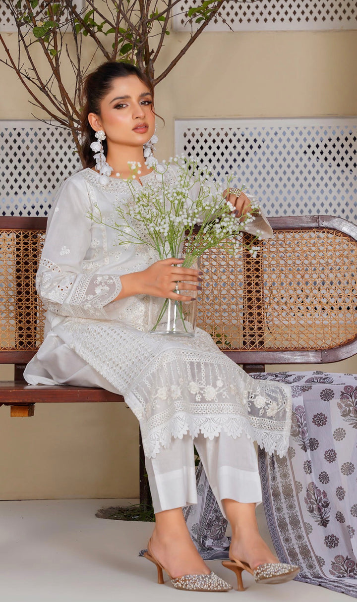 AR07 - Attire Embroidered Chikankari Cotton 3 Piece suit