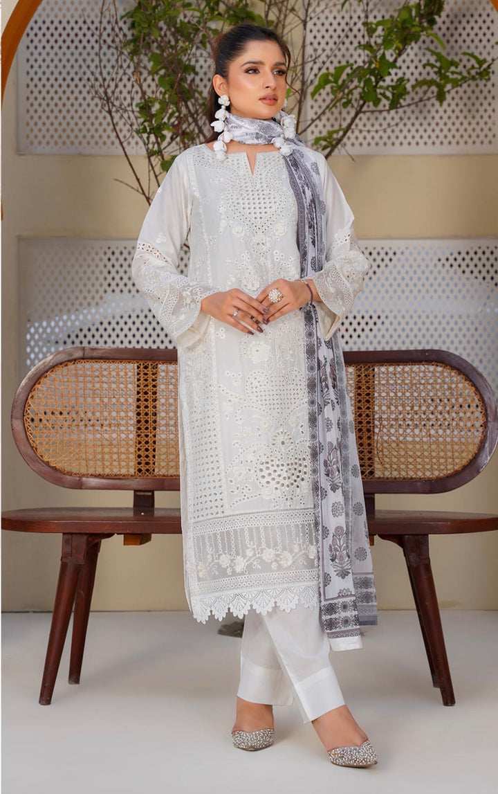 AR07 - Attire Embroidered Chikankari Cotton 3 Piece suit