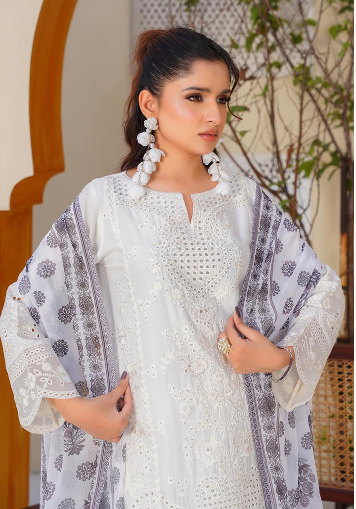 AR07 - Attire Embroidered Chikankari Cotton 3 Piece suit