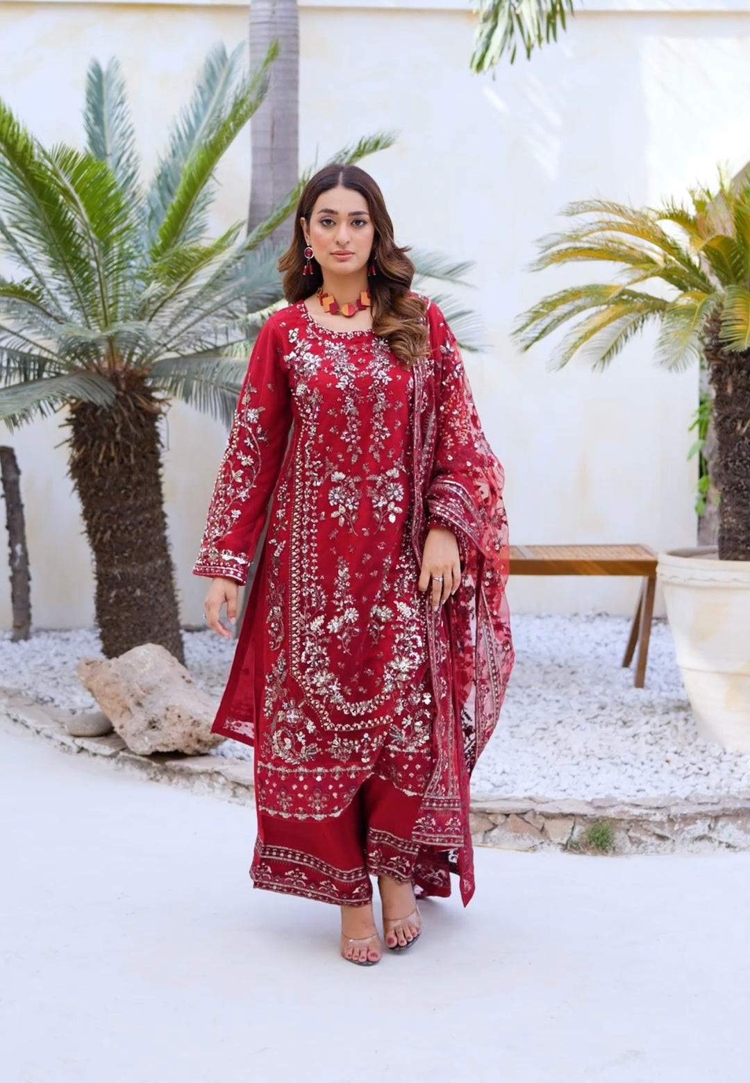 EMBROIDERED & EMBELLDHED 3 PIECE SUIT 349A