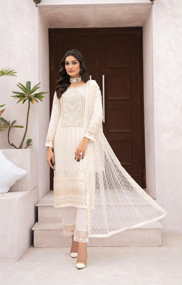 EMBROIDERED CHIFFON 3 PIECE SUIT ADA WORK NM1209