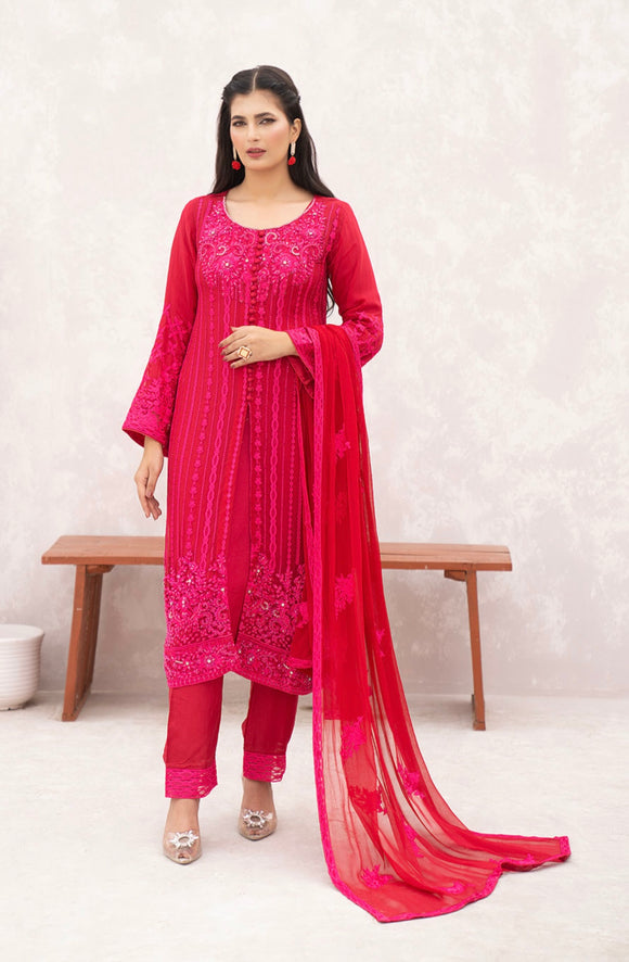 EMBROIDERED CHIFFON 3 PIECE SUIT ADA WORK NM1216A