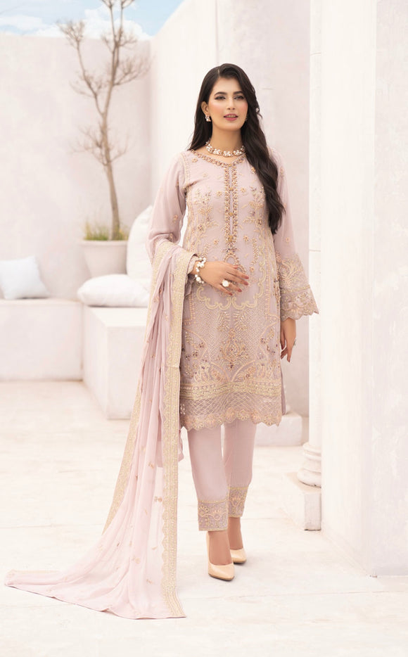 EMBROIDERED CHIFFON 3 PIECE SUIT ADA WORK NM1219A