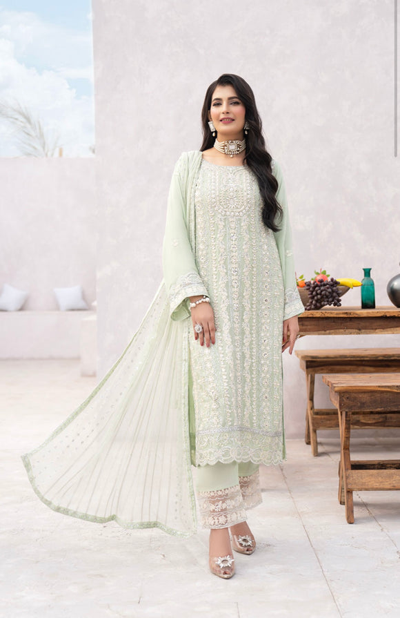 EMBROIDERED CHIFFON 3 PIECE SUIT ADA WORK NM1218