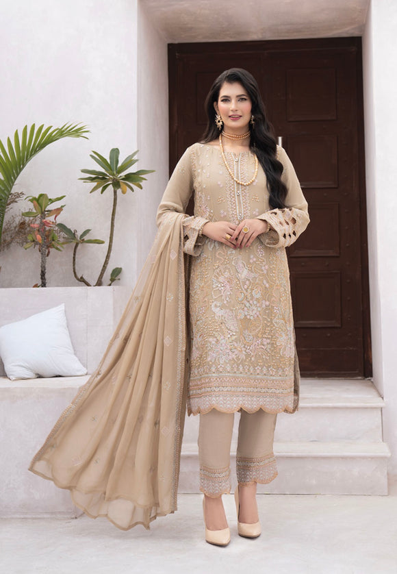 EMBROIDERED CHIFFON 3 PIECE SUIT ADA WORK NM1217