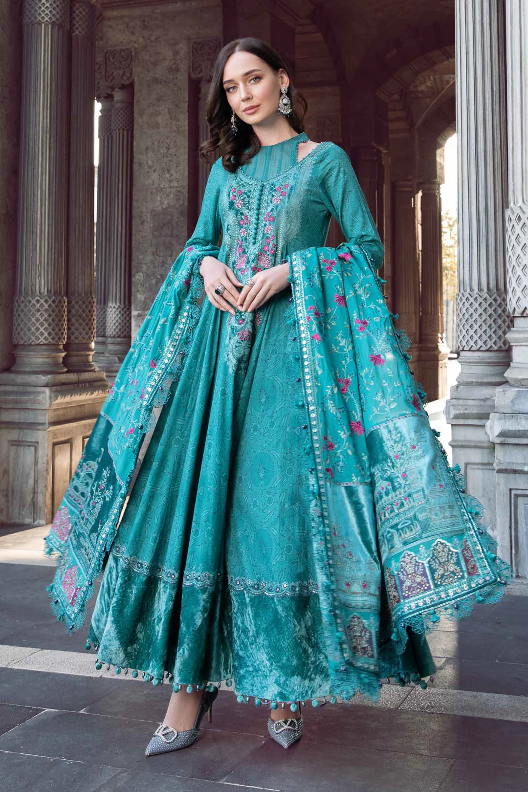 MARIA. B. LINEN READY TO WEAR TEAL DL-1105