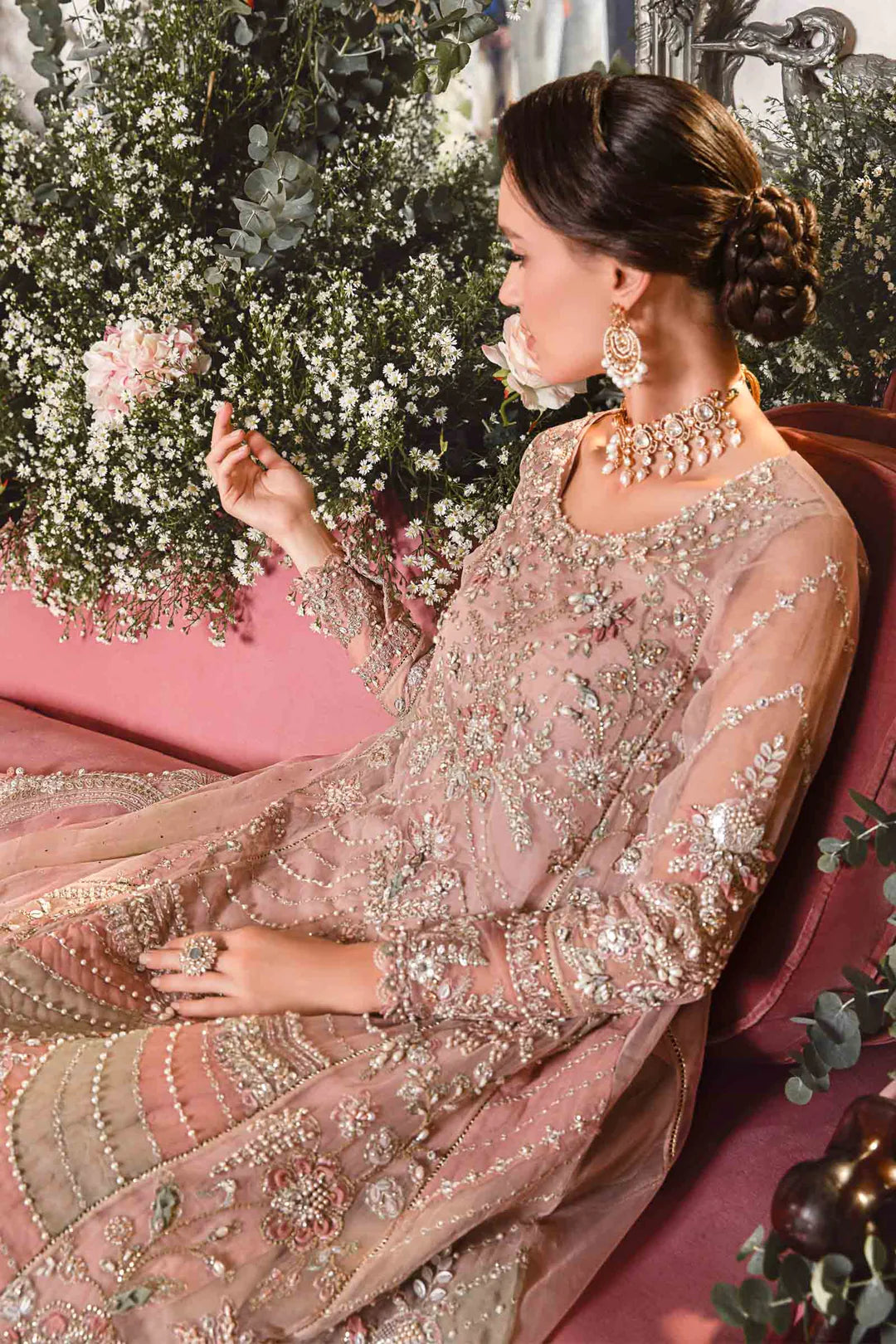 maria b pink dress Maria B Suit Pink SF-PF22-11 Evening Wear Formal Wear 2022 Online Shop Original Brand