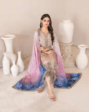 ORAIBIA SLUB EMBROIDERED 3 PIECE SUIT D1046