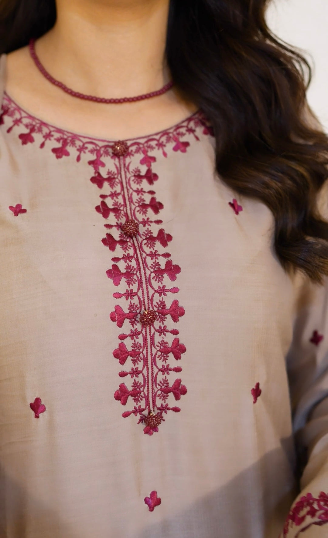 FV12 - Fawn Farshi Shalwar Viscose Silk Embroidered suit