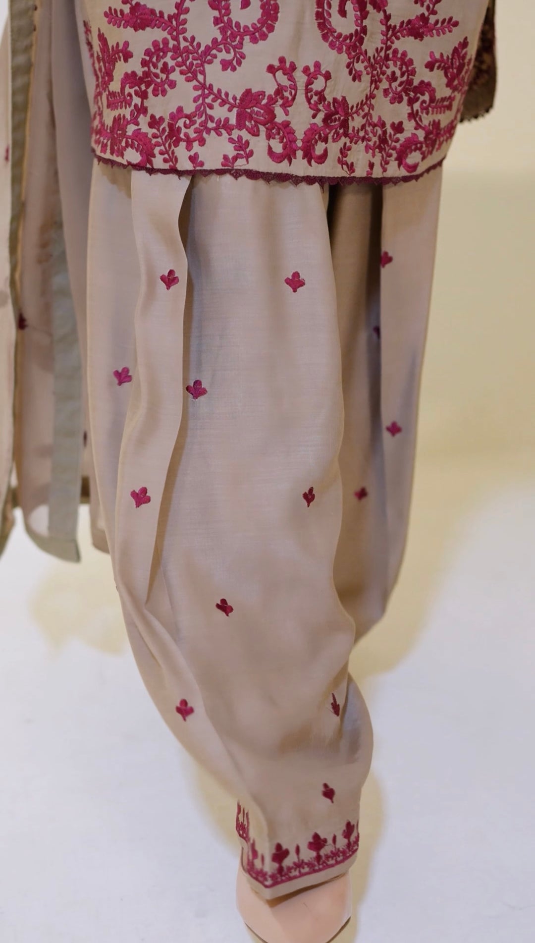 FV12 - Fawn Farshi Shalwar Viscose Silk Embroidered suit
