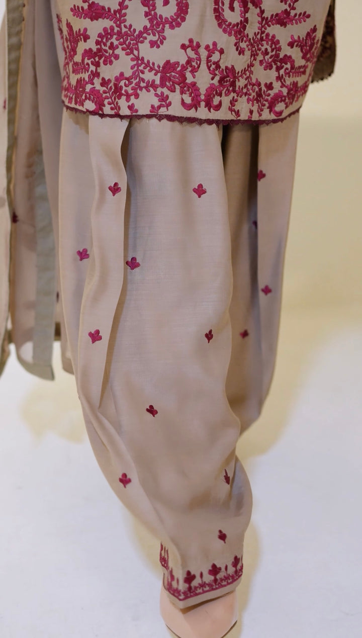FV12 - Fawn Farshi Shalwar Viscose Silk Embroidered suit