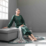 SLUB EMBROIDERED 3 PIECE SUIT D-3618 - AEZAL