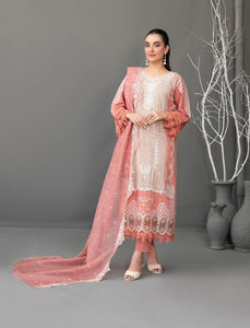 SLUB EMBROIDERED 3 PIECE SUIT D-3619 - AEZAL