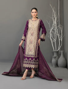 SLUB EMBROIDERED 3 PIECE SUIT D-3624 - AEZAL