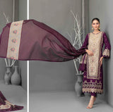 SLUB EMBROIDERED 3 PIECE SUIT D-3624 - AEZAL