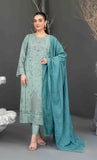 SLUB EMBROIDERED 3 PIECE SUIT D-3623 - AEZAL