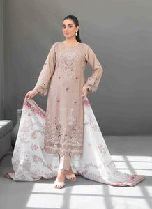 SLUB EMBROIDERED 3 PIECE SUIT D-3617 - AEZAL