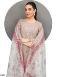 SLUB EMBROIDERED 3 PIECE SUIT D-3617 - AEZAL