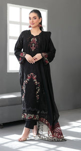 SLUB EMBROIDERED 3 PIECE SUIT D-3650 - AEZAL