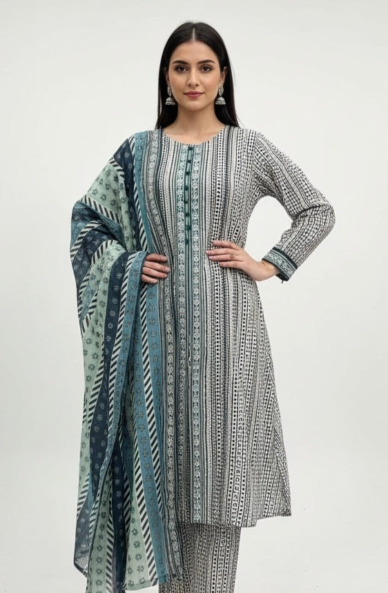 BS07 - BIN SAEED LAWN PRINT 3 PIECE SUIT