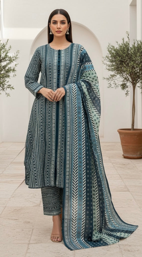BS01 - BIN SAEED LAWN PRINT 3 PIECE SUIT