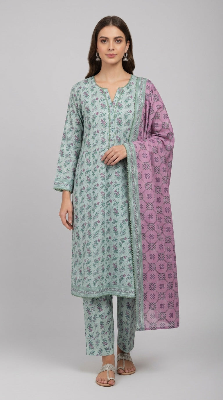 BN04 - LAWN PRINT 3 PIECE SUIT