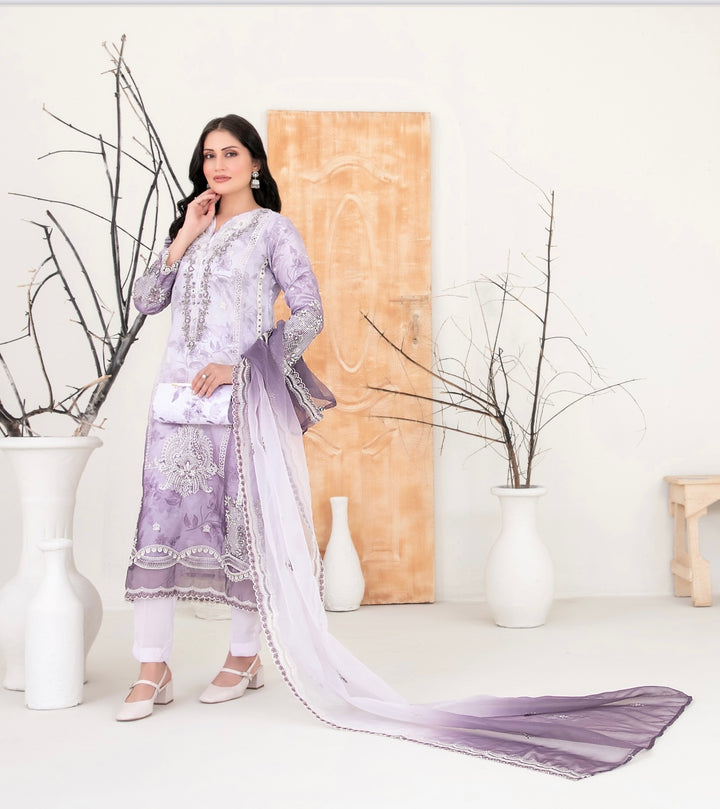 D-2218 MULAN EMBROIDERED ORGANZA SUIT WITH CLUTCH