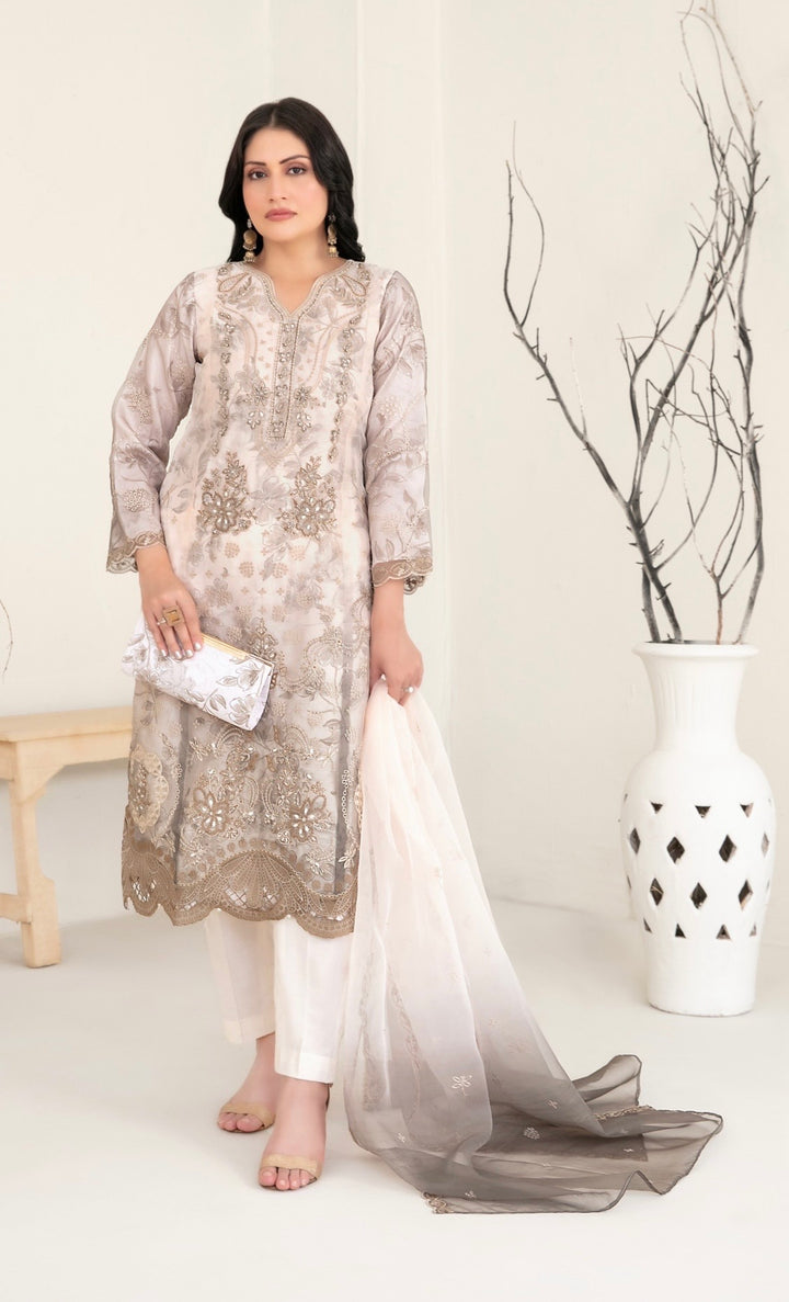 D-2219 MULAN EMBROIDERED ORGANZA SUIT WITH CLUTCH