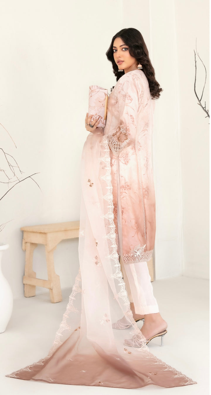 D-2221 MULAN EMBROIDERED ORGANZA SUIT WITH CLUTCH