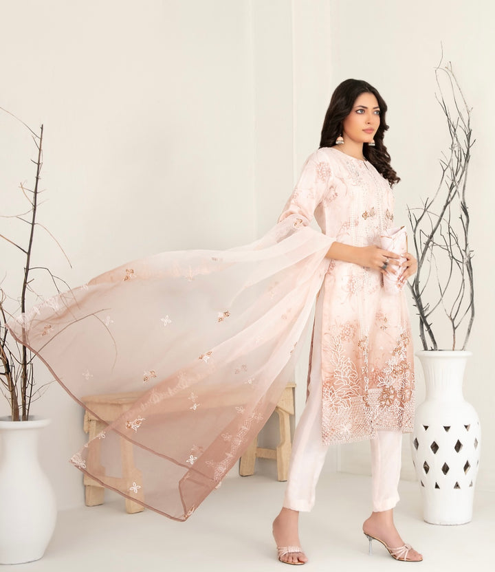 D-2221 MULAN EMBROIDERED ORGANZA SUIT WITH CLUTCH
