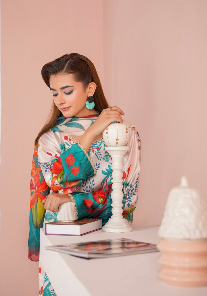 NSH08 - Elegant Silk 3-Piece co-ord Pakistani Suit