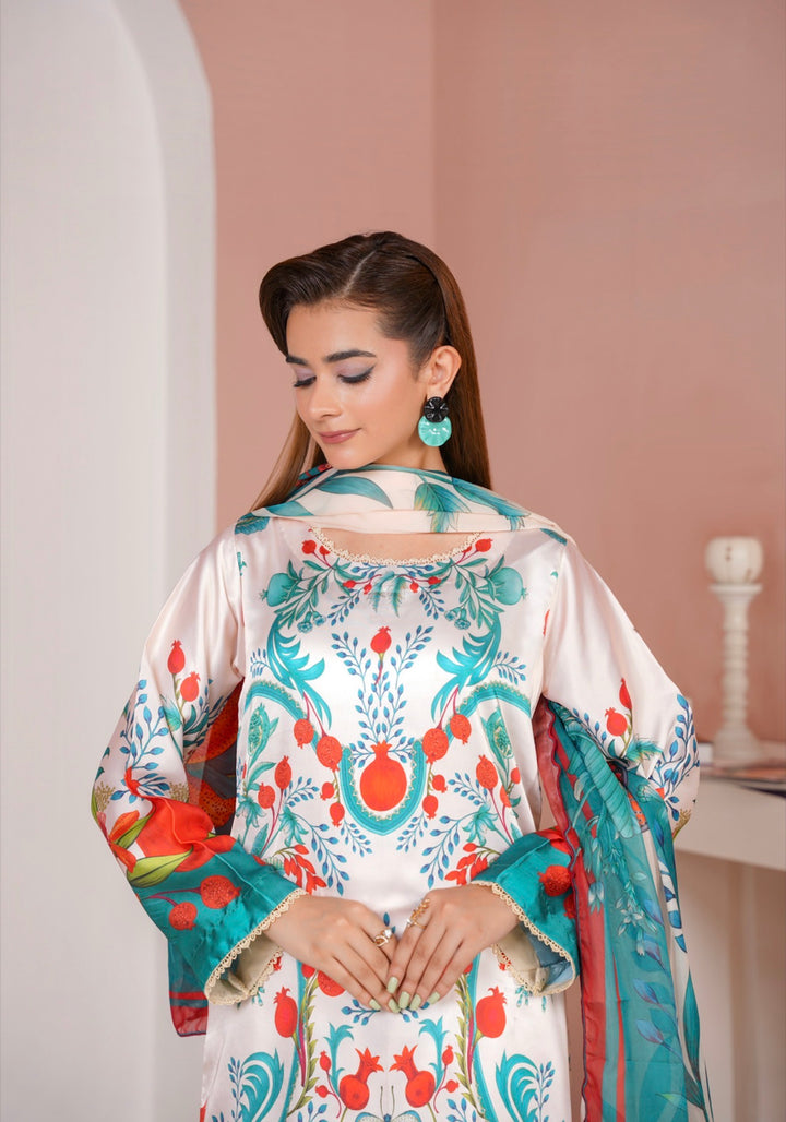 NSH08 - Elegant Silk 3-Piece co-ord Pakistani Suit