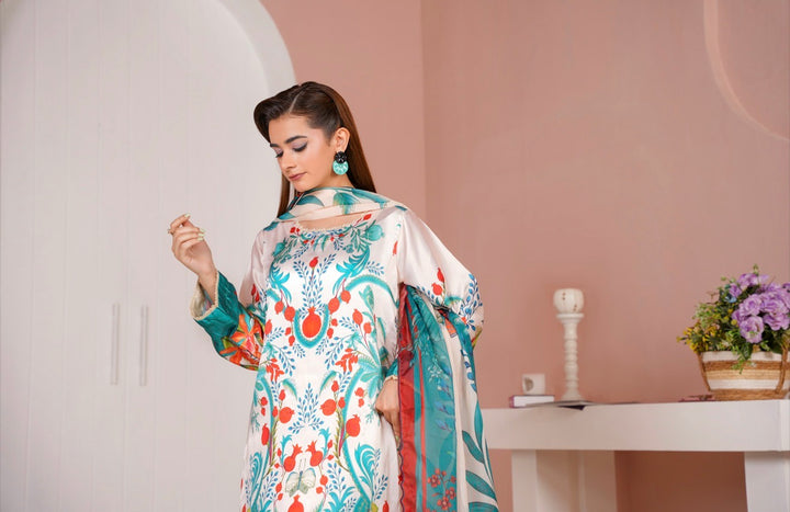 NSH08 - Elegant Silk 3-Piece co-ord Pakistani Suit